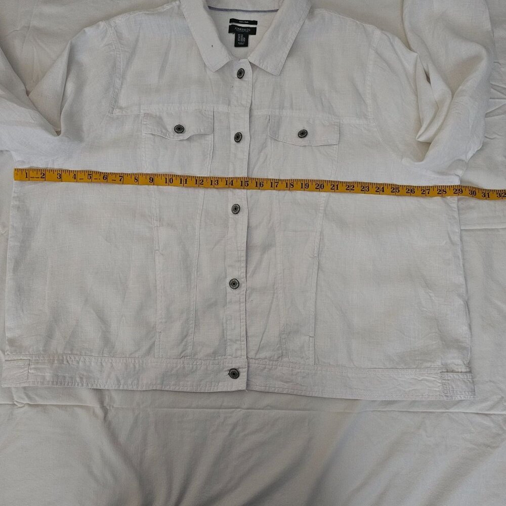 Jones & Co. 100% Linen White Button‎ Front Collared Jean-Style Jacket Size 3X - Picture 9 of 12